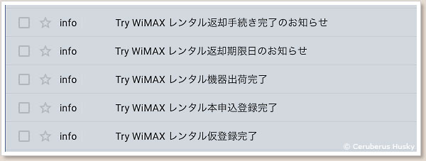 WiMAXからのメール