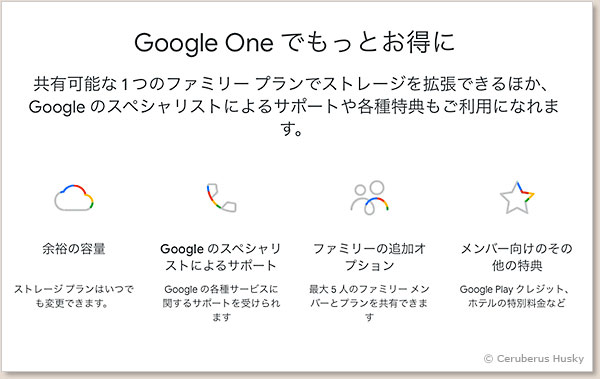 Google Oneの各種特典